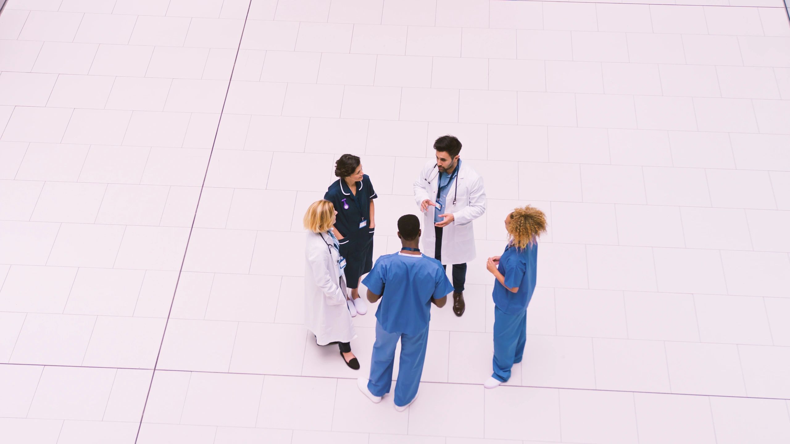 Healthcare team collaborating in a modern hospital setting