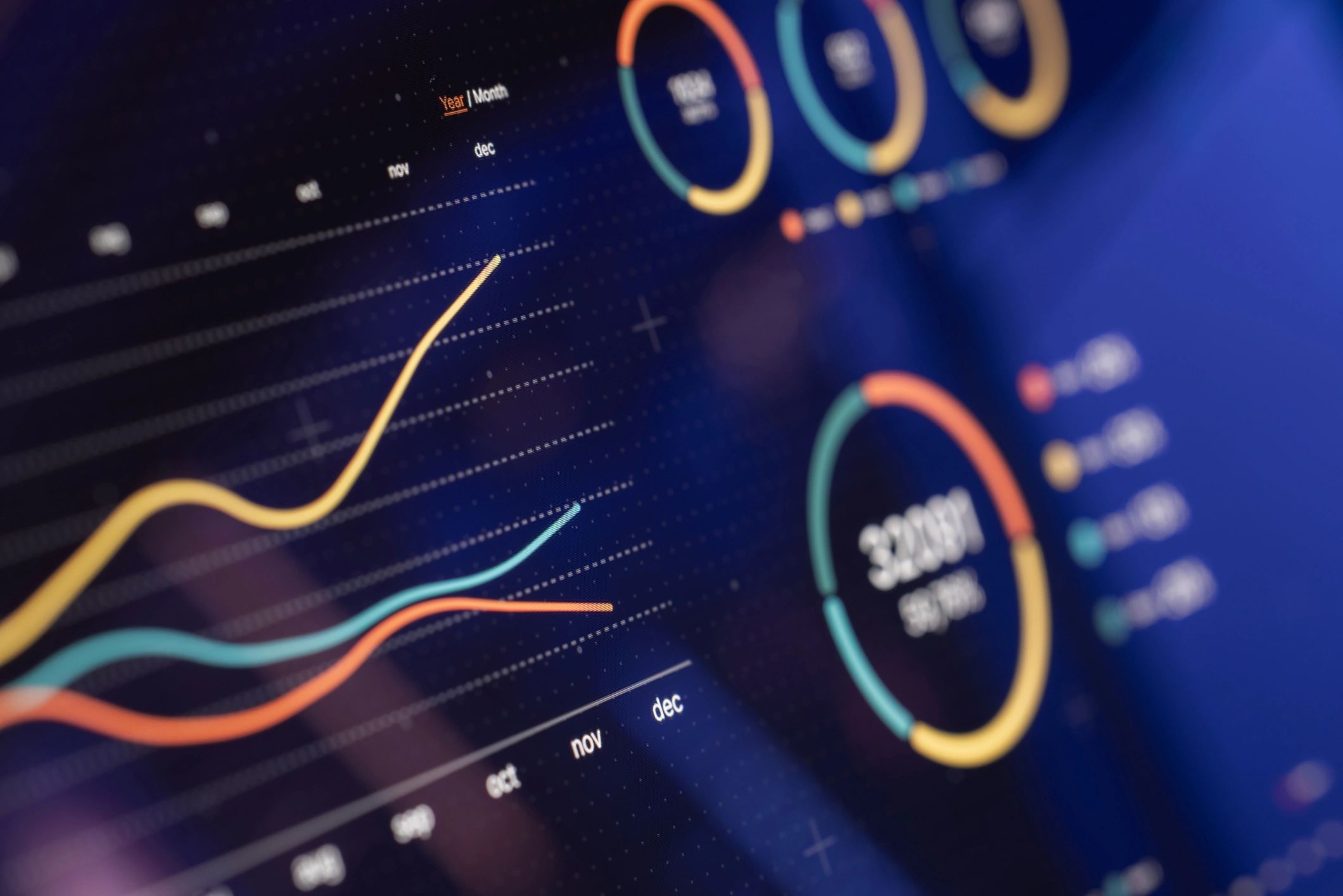 Data analytics dashboard representing healthcare data science